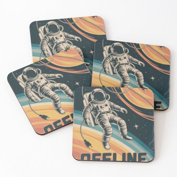 Item preview, Offline Somewhere in Space – Retro Sci-Fi Astronaut Sticker & Poster designed and sold by AtlasMuseStudio.