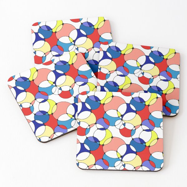 Item preview, Neurographic Joy Abstract Overlapping Shapes Red Yellow Blue Peach designed and sold by thecolorbirdie.