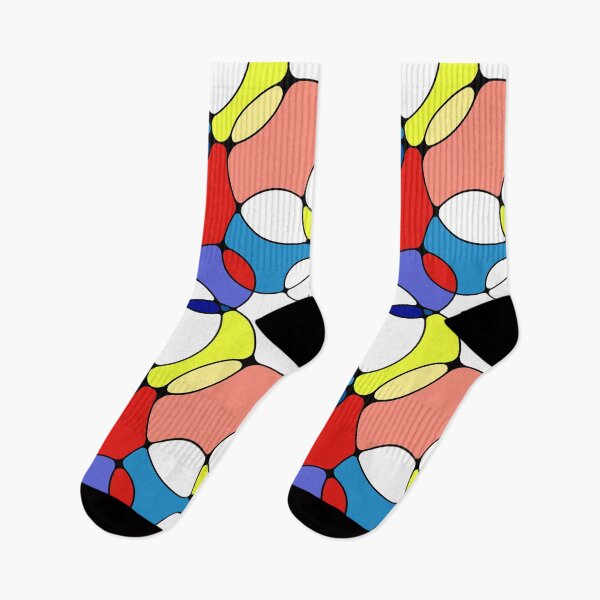 Item preview, Neurographic Joy Abstract Overlapping Shapes Red Yellow Blue Peach designed and sold by thecolorbirdie.