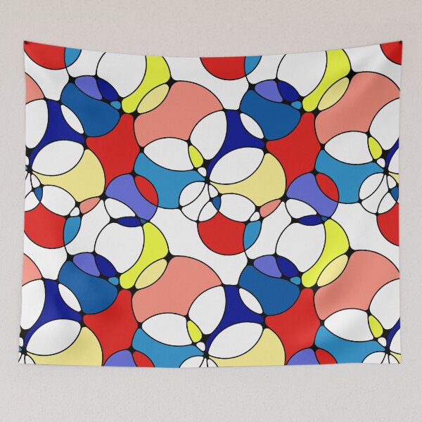 Item preview, Neurographic Joy Abstract Overlapping Shapes Red Yellow Blue Peach designed and sold by thecolorbirdie.