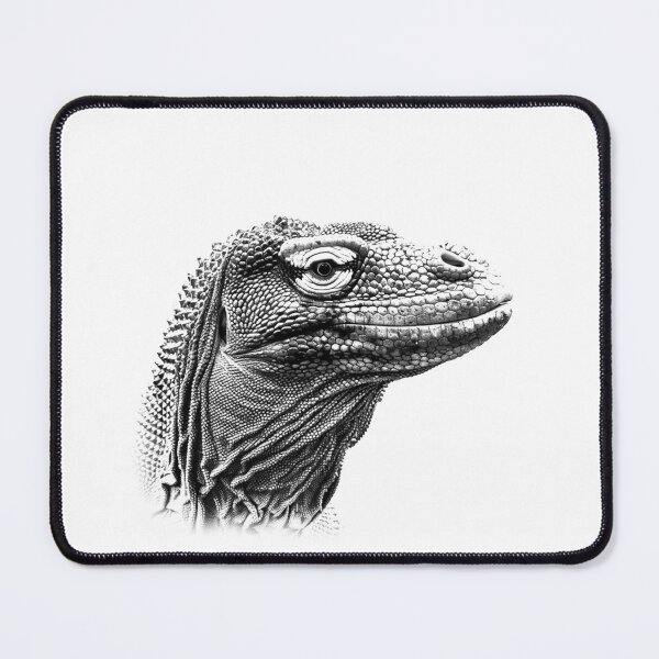 Item preview, Komodo Dragon Portrait – Black and White Reptile Illustration designed and sold by inkoutninja.