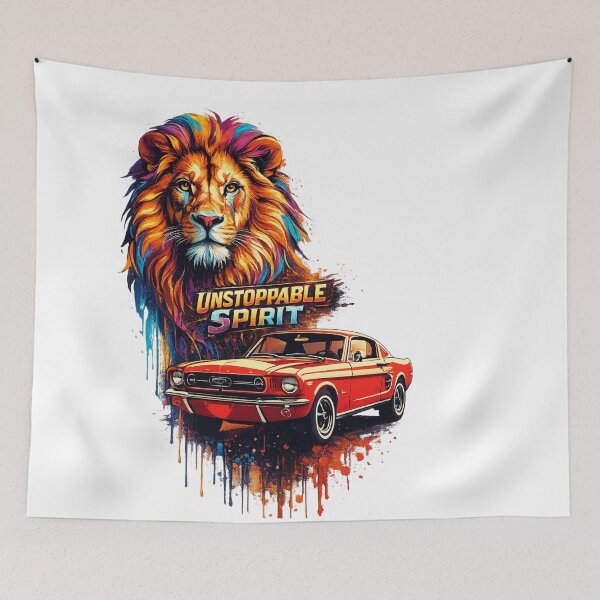Item preview, UNSTOPPABLE SPIRIT – Lion x Mustang Fusion Art designed and sold by OSAMA MO.