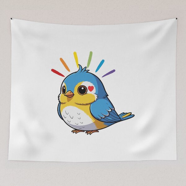 Item preview, Pride Bird - Cute Blue Bird with Rainbow Halo designed and sold by Love3Happy.