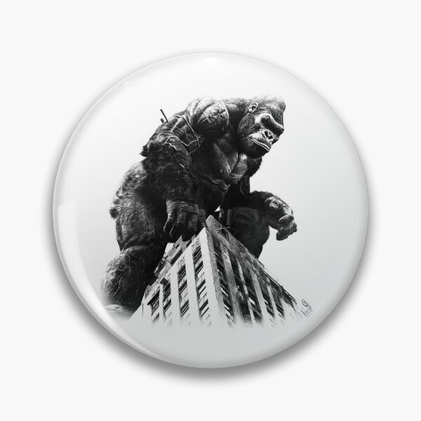 Item preview, Giant Gorilla on Skyscraper – Black and White Monster Movie Art designed and sold by inkoutninja.
