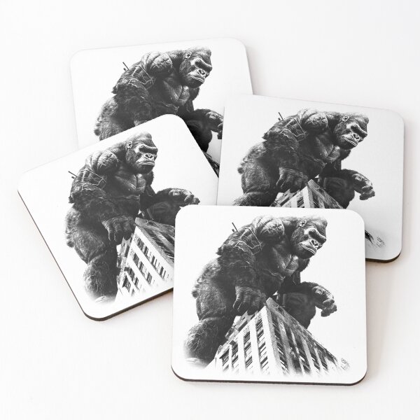 Item preview, Giant Gorilla on Skyscraper – Black and White Monster Movie Art designed and sold by inkoutninja.