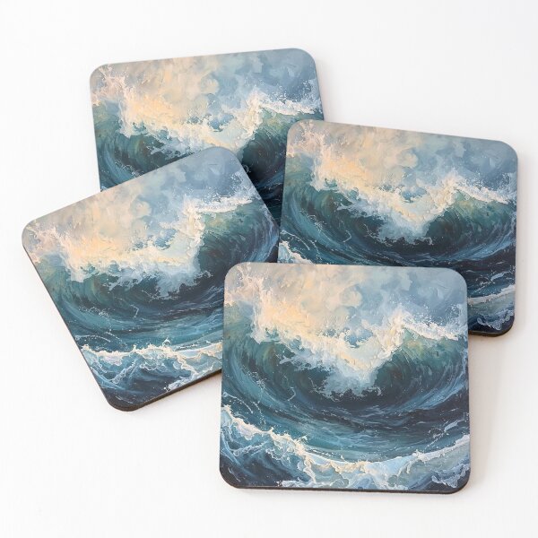 Item preview, Sapphire Crest: Modern Abstract Impasto Deep Teal Ocean Wave and Seafoam Art designed and sold by Cozyartsss.