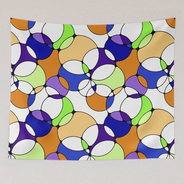 Item preview, Neurographic Joy Abstract Overlapping Shapes Orange Blue Purple Green designed and sold by thecolorbirdie.