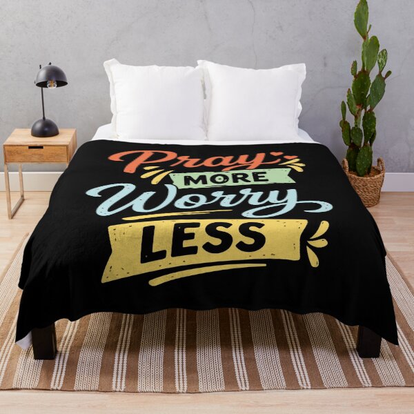 Item preview, Pray More Worry Less - Retro Hand-Lettered Christian Quote designed and sold by Verse & Vibes.