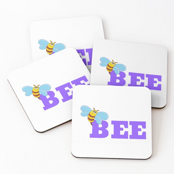 Item preview, Buzzing Letters - Cute Bee with Bold Purple "BEE" Word Art designed and sold by Love3Happy.