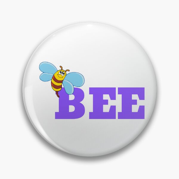 Item preview, Buzzing Letters - Cute Bee with Bold Purple "BEE" Word Art designed and sold by Love3Happy.