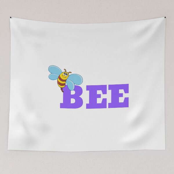 Item preview, Buzzing Letters - Cute Bee with Bold Purple "BEE" Word Art designed and sold by Love3Happy.