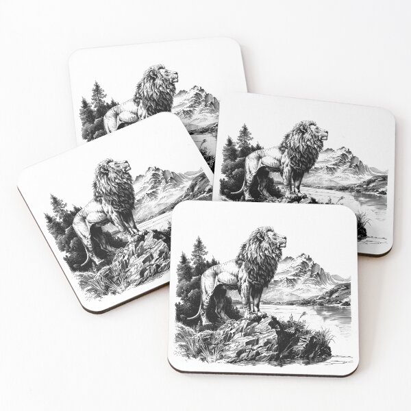 Item preview, Lion in the Wild – Black and White Majestic Nature Scene designed and sold by inkoutninja.