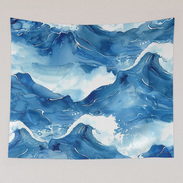 Item preview, Big, Bold Blue Japanese-Style Crashing Waves Abstract designed and sold by DEC02.
