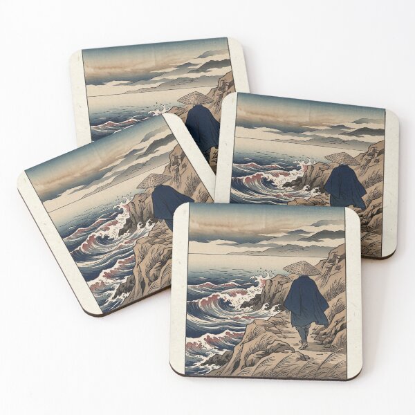 Item preview, Ukiyo-e Traveler by the Sea Japanese Woodblock Style designed and sold by RetroJapanCo.