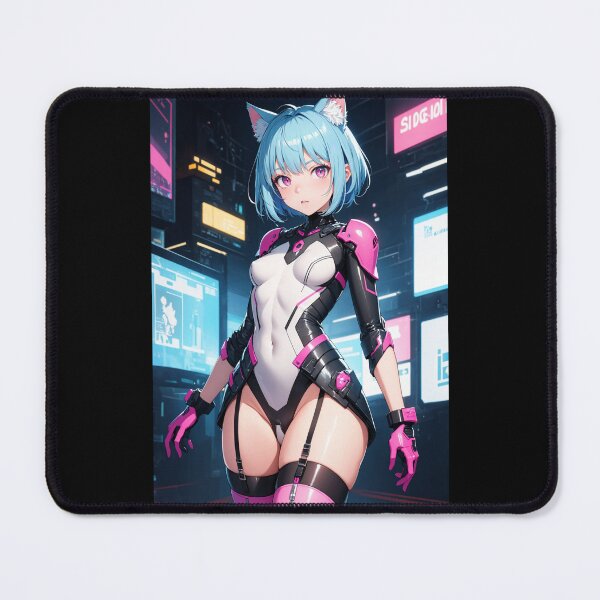 Item preview, Otsuyashi Madiri Cyberpunk Nekomimi - White and Pink Neon Sci-Fi Art designed and sold by iloveanimechibi.