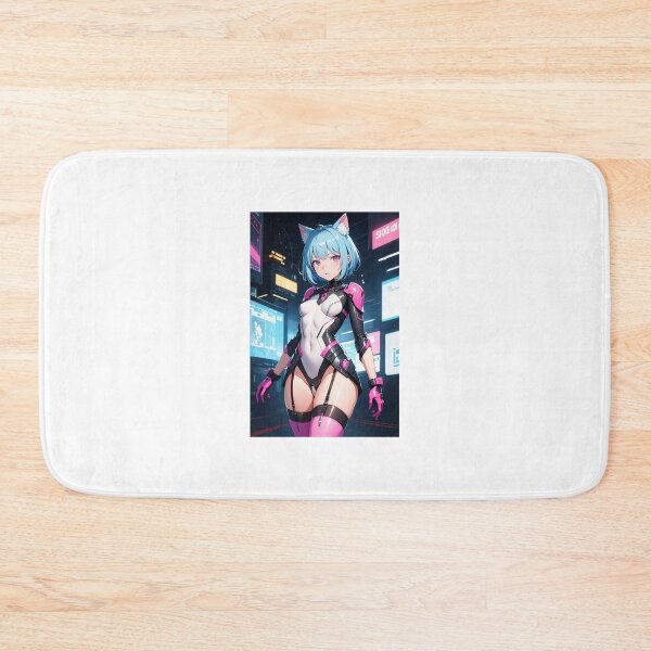 Item preview, Otsuyashi Madiri Cyberpunk Nekomimi - White and Pink Neon Sci-Fi Art designed and sold by iloveanimechibi.