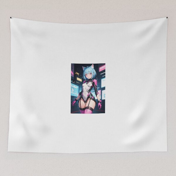 Item preview, Otsuyashi Madiri Cyberpunk Nekomimi - White and Pink Neon Sci-Fi Art designed and sold by iloveanimechibi.