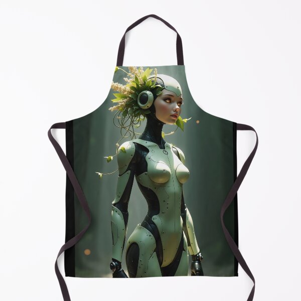 Item preview, Cyberpunk Nature Goddess - Futuristic Robot Woman with Organic Flora Art designed and sold by CreativeCorez.