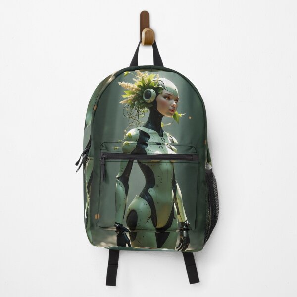 Item preview, Cyberpunk Nature Goddess - Futuristic Robot Woman with Organic Flora Art designed and sold by CreativeCorez.