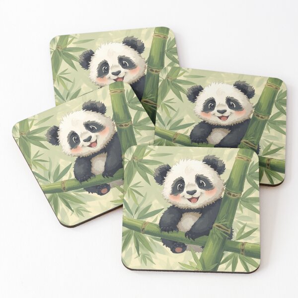 Item preview, Smiling Baby Panda on Bamboo Branch – Cute Animal Art designed and sold by SOLIORA  ATELIER.