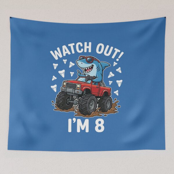 Item preview, Watch Out Im 8 Gamer Shark Monster Truck Birthday Boy designed and sold by AdyKurniawan.