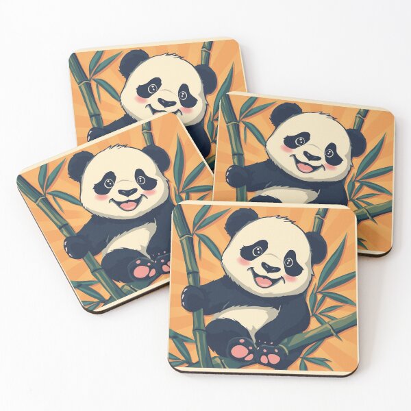 Item preview, Smiling Baby Panda with Bamboo Branch – Cute Animal Art designed and sold by SOLIORA  ATELIER.