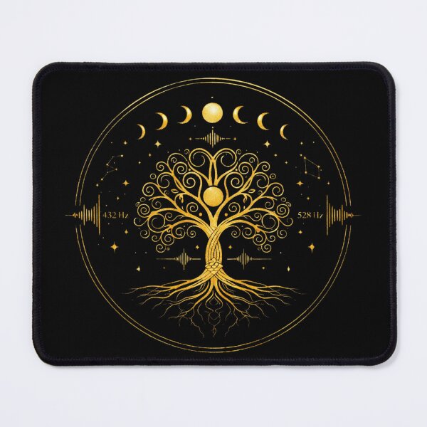 Item preview, Sacred Tree of Life Gold Art – 432Hz & 528Hz Healing Frequencies, Spiritual Wall Art, Mystic Sacred Geometry Design designed and sold by MonaRose_Art.