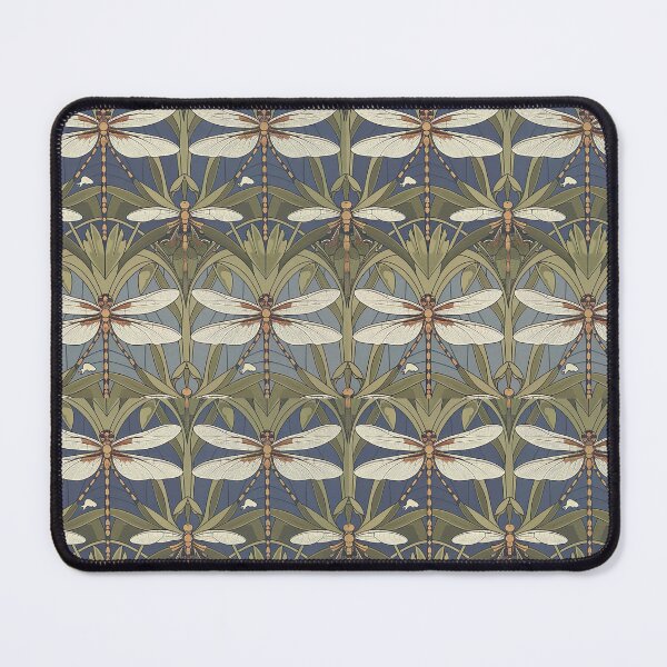 Item preview, William Morris Style Dragonfly Pattern | Art Nouveau Botanical Insect Seamless Design designed and sold by Tamas Das.