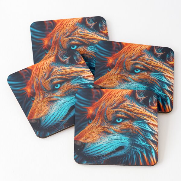 Item preview, Fantasy Wolf Face In Blue And Fiery Orange designed and sold by DEC02.