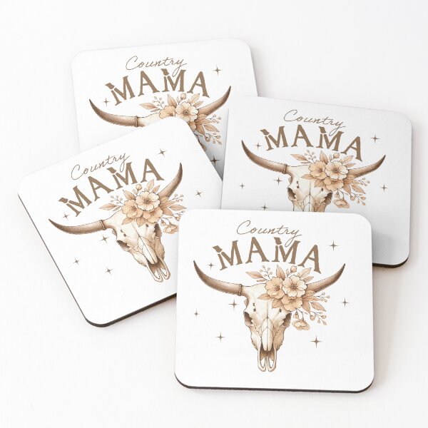 Item preview, Country Mama Cow Skull with Flowers – Western Boho Mama Graphic, Rustic Cowgirl Floral Art designed and sold by Golden Blaze Studio.
