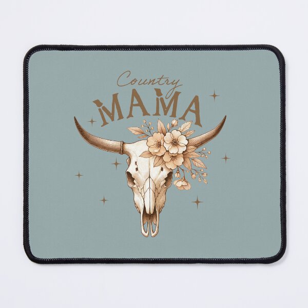Item preview, Country Mama Cow Skull with Flowers – Western Boho Mama Graphic, Rustic Cowgirl Floral Art designed and sold by Golden Blaze Studio.