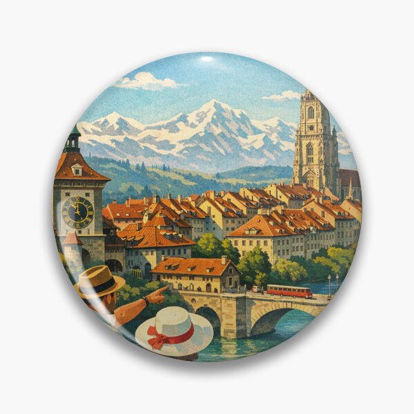 Item preview, Vintage travel poster Bern Switzerland – Alpine town coziness designed and sold by Mauswohn.