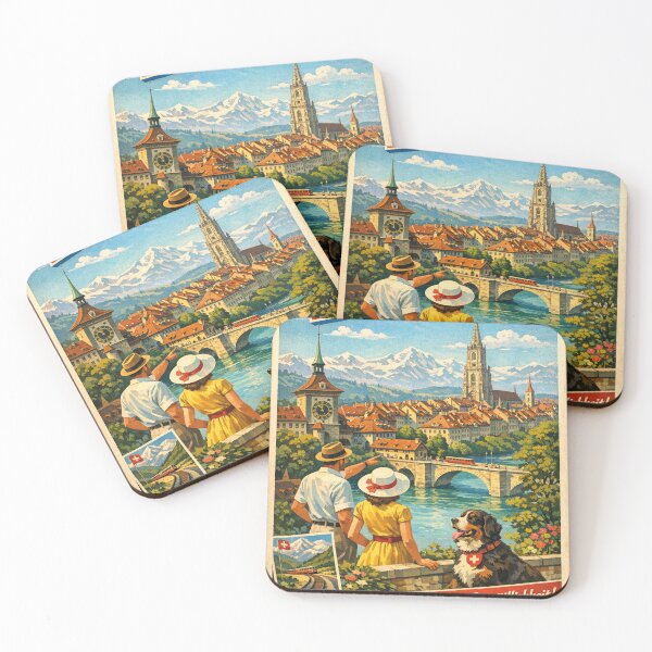 Item preview, Vintage travel poster Bern Switzerland – Alpine town coziness designed and sold by Mauswohn.