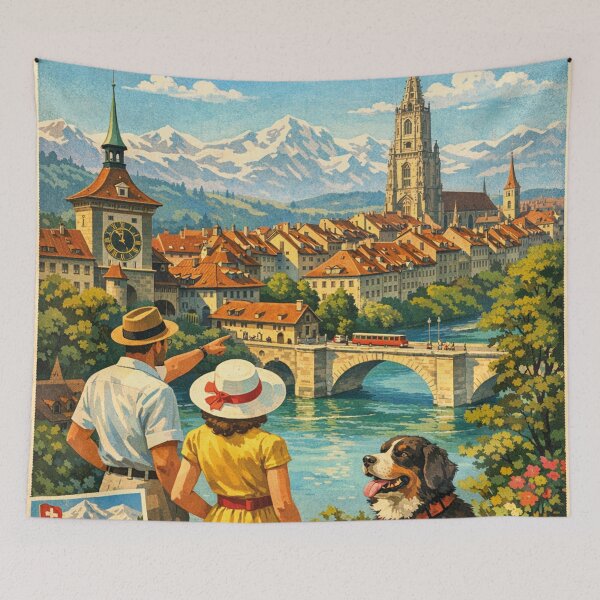 Item preview, Vintage travel poster Bern Switzerland – Alpine town coziness designed and sold by Mauswohn.