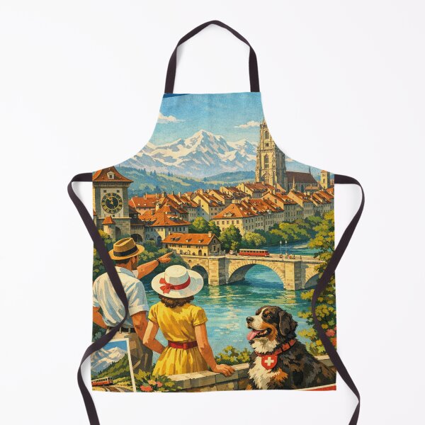 Item preview, Vintage travel poster Bern Switzerland – Alpine town coziness designed and sold by Mauswohn.