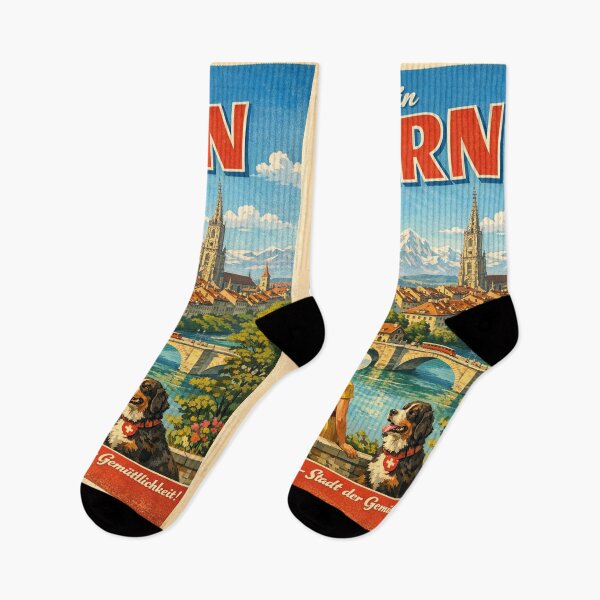 Item preview, Vintage travel poster Bern Switzerland – Alpine town coziness designed and sold by Mauswohn.