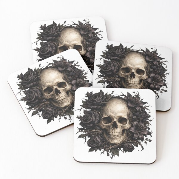 Item preview, Dark Floral Skull with Black Roses designed and sold by photoparadise22.