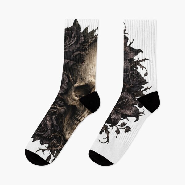 Artikelvorschau, Dark Floral Skull with Black Roses entworfen und verkauft von photoparadise22.