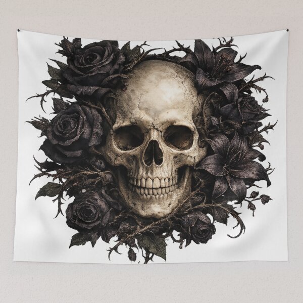 Item preview, Dark Floral Skull with Black Roses designed and sold by photoparadise22.