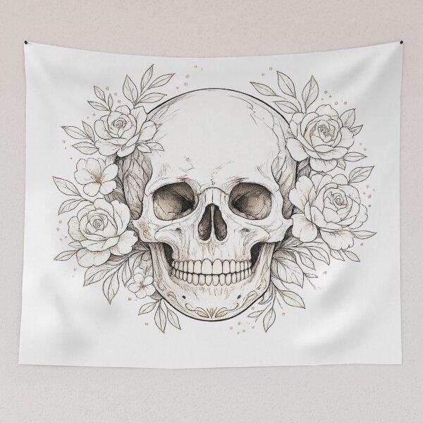 Item preview, Floral Skull Line Art designed and sold by photoparadise22.