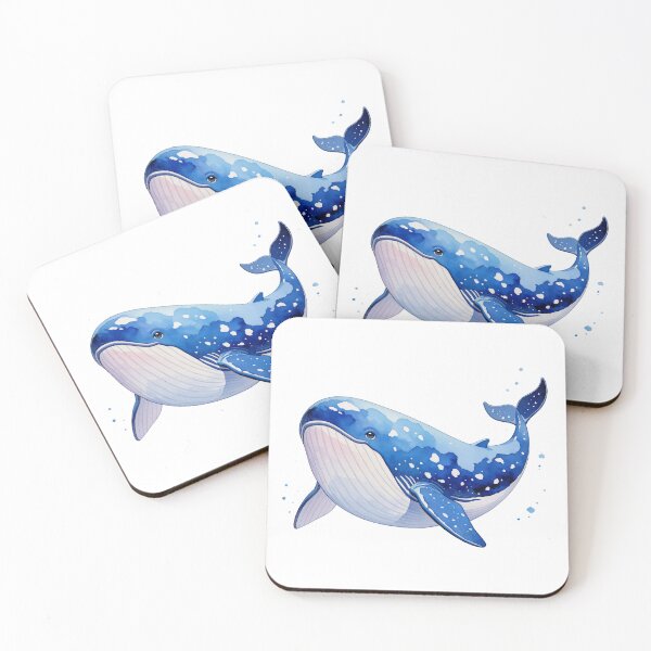 Item preview, Watercolor Kawaii Blue Whale with Starry White Speckle Pattern designed and sold by Jagamusubi.