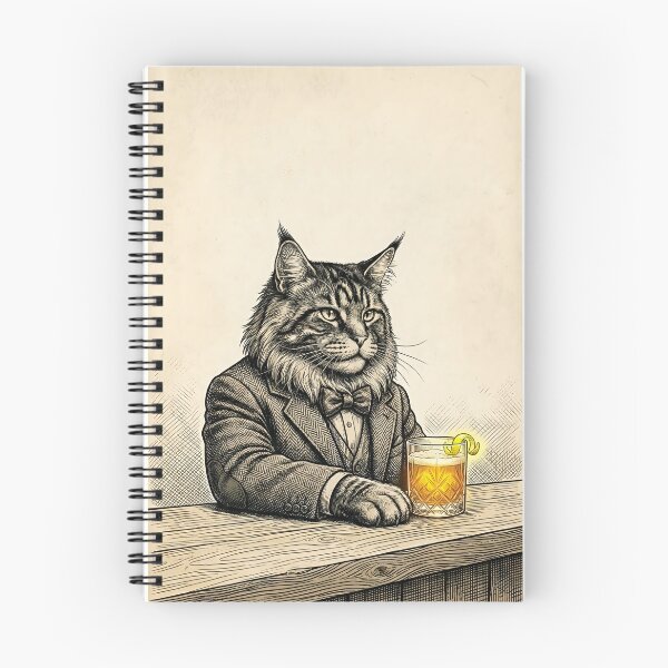 Item preview, Vintage Maine Coon Gentleman Whiskey Bar Illustration designed and sold by OneLineBar.