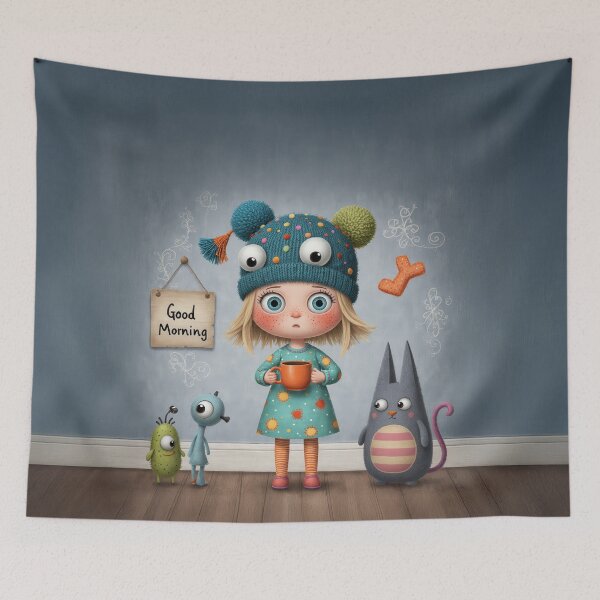 Item preview, Good Morning Little Dreamer – Whimsical Cozy Character Illustration designed and sold by Whimsical Hug.