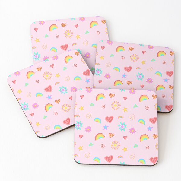 Item preview, Rainbows, hearts, flowers, swirls and sunshine in baby pink palette designed and sold by skunkandpumpkin.