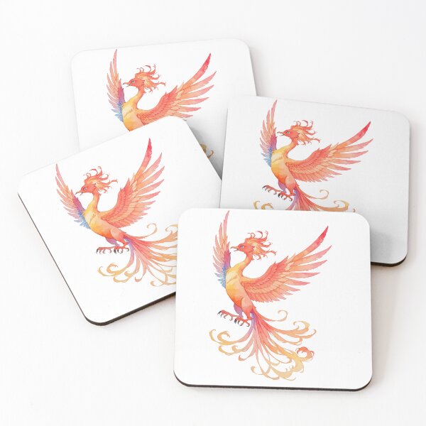 Item preview, Watercolor Vibrant Phoenix with Long Flowing Red Tail Feathers designed and sold by Jagamusubi.