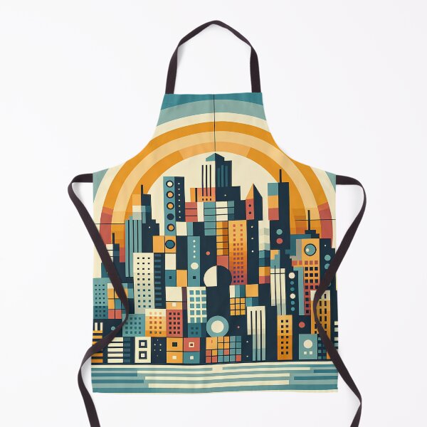Item preview, Geometric City Skyline with Retro Sunset Arches designed and sold by InkSmithery.