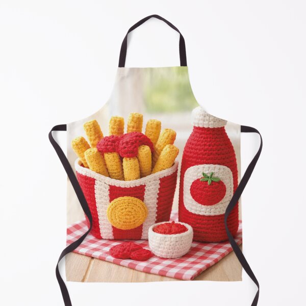 Item preview, French fries with ketchup crochet design – Amigurumi fast food designed and sold by Mauswohn.