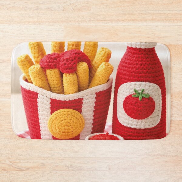 Item preview, French fries with ketchup crochet design – Amigurumi fast food designed and sold by Mauswohn.