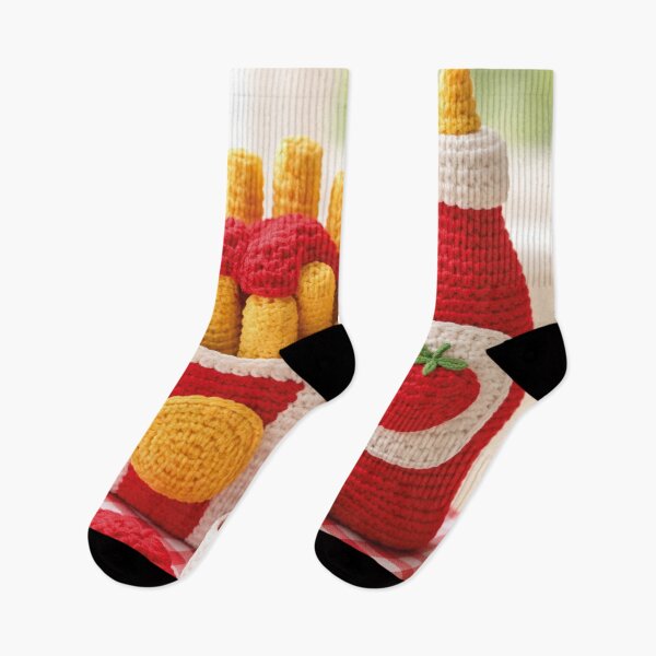 Item preview, French fries with ketchup crochet design – Amigurumi fast food designed and sold by Mauswohn.