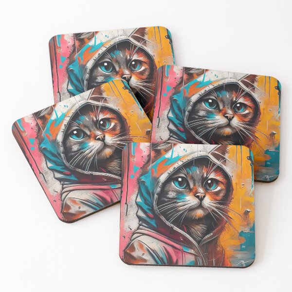 Item preview, Cat wearing a vibrant hoodie designed and sold by paulrommer.